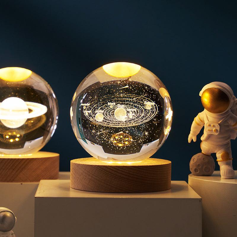 3D inner carved luminous crystal ball creative decoration cosmic whale moon astronaut galaxy birthday gift - moreLOVEmoreKindness