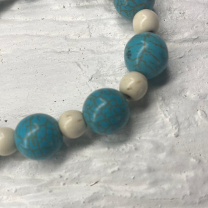 Aqua & White Crackled Turquoise Bracelet