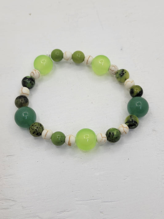 Australian Chrysoprase Jade, Aventurine & Green Jade Bracelet