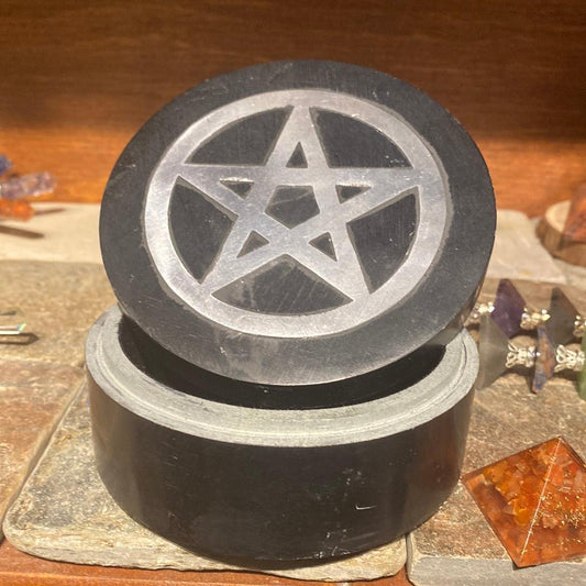 Black Pentacle Soapstone Container