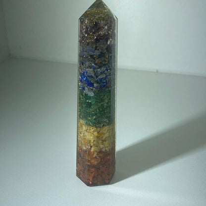 Chakra Polished stone obelisk/wand - moreLOVEmoreKindness
