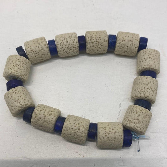 Lapis Lazuli & White Lava Bead Bracelet