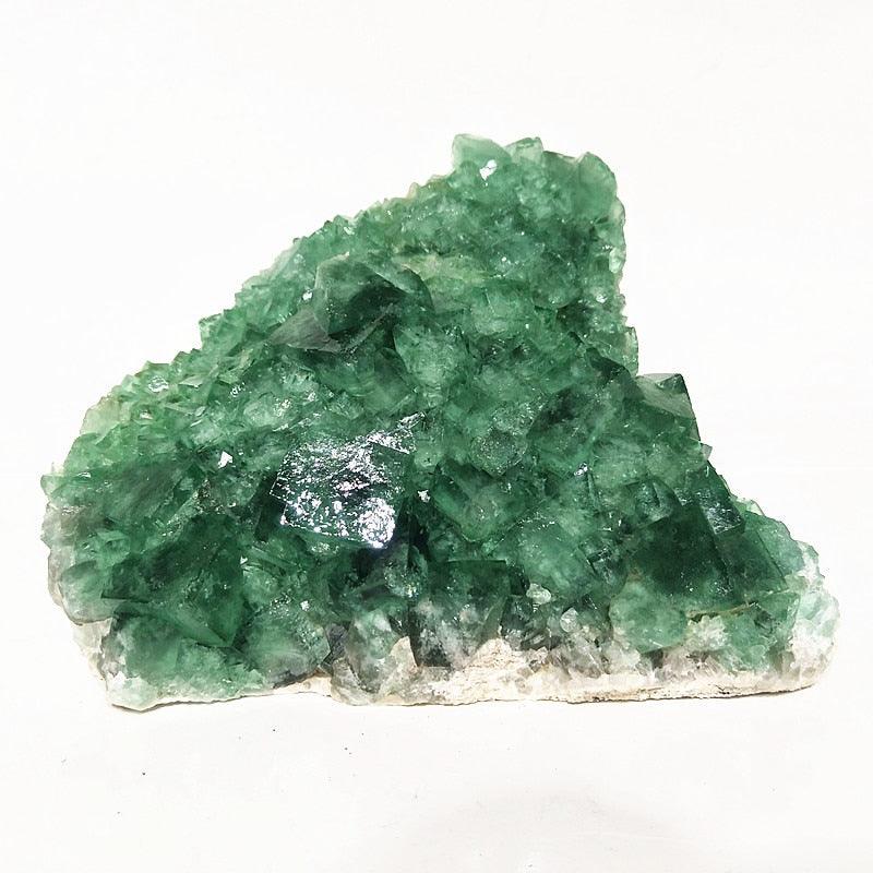Natural stones Pyroemerald Crystals Raw Mineral, Green Fluorite