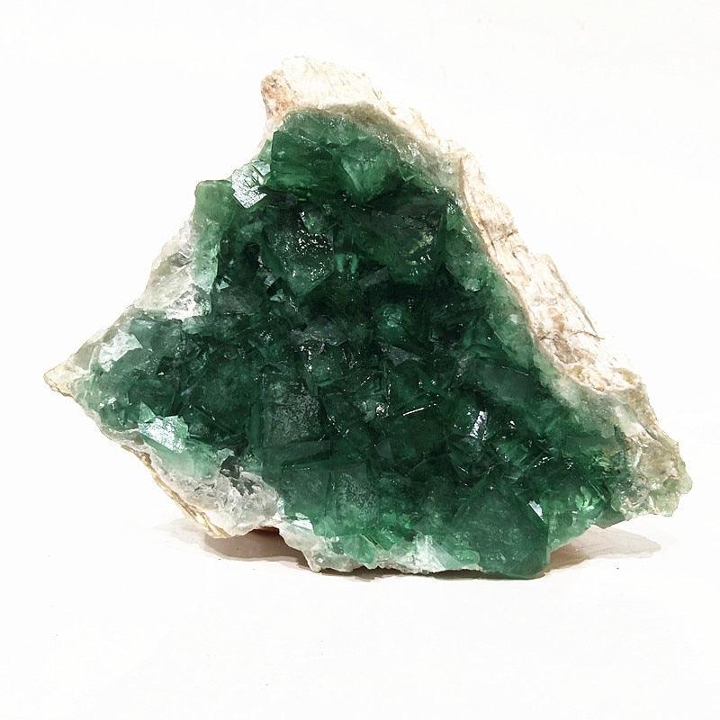 Natural stones Pyroemerald Crystals Raw Mineral, Green Fluorite