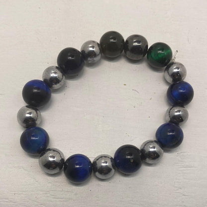 Tigers Eye & Hematite (Blue & Green) Bracelet
